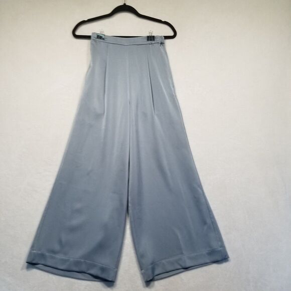 Nap Take A Nap Womens S Pull On Wide Leg Cropped Gray Leisure Pants Satin NEW - Picture 1 of 10